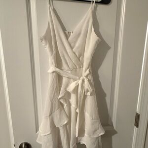 White Sleeveless Wrap Dress (Medium)